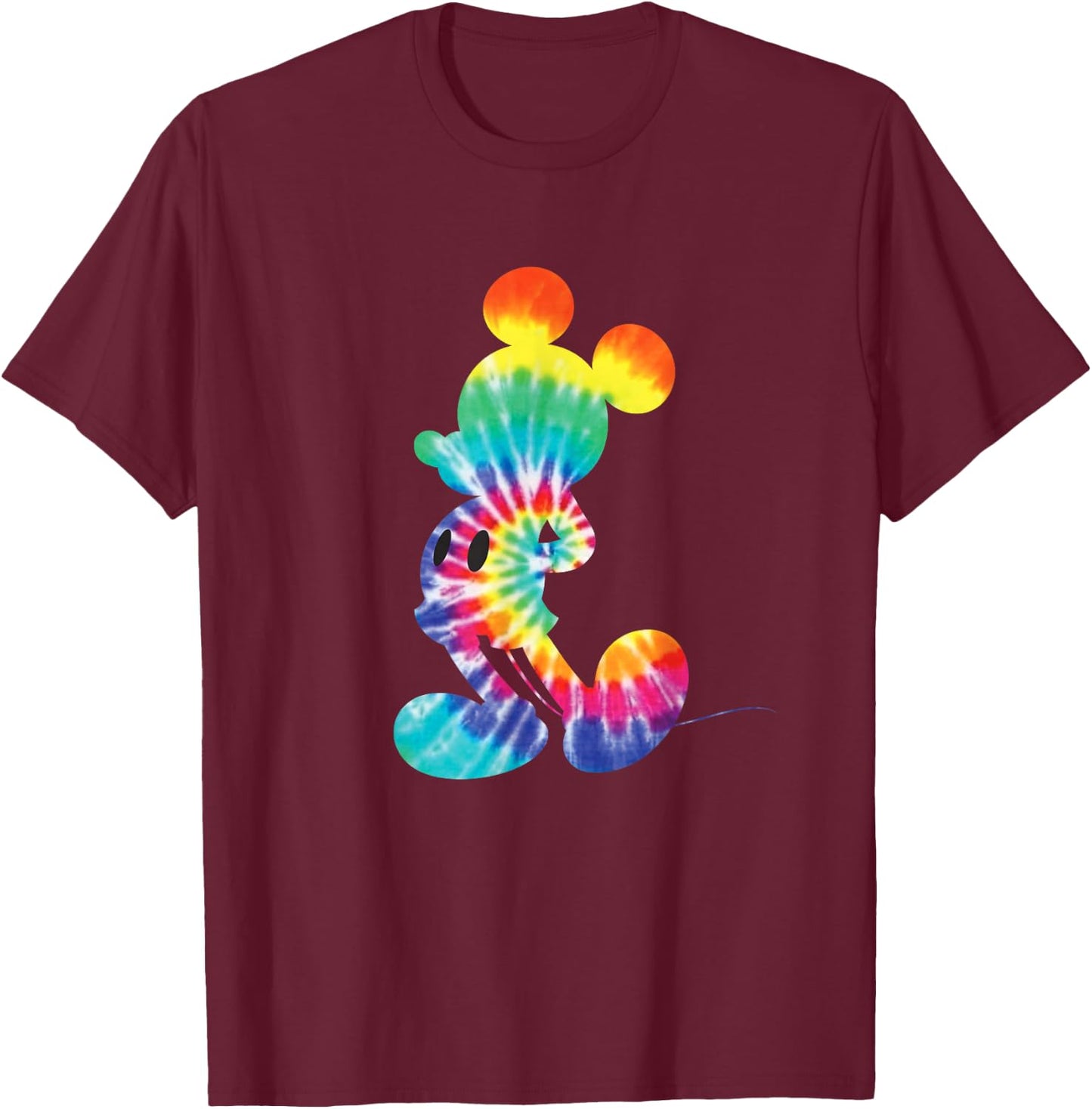 Disney Mickey Mouse Rainbow Tie Dye Small T-Shirt - T-Shirt | Maroon