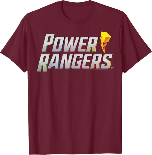 Power Rangers Retro 3D Style Vintage Logo T-Shirt - T-Shirt | Maroon