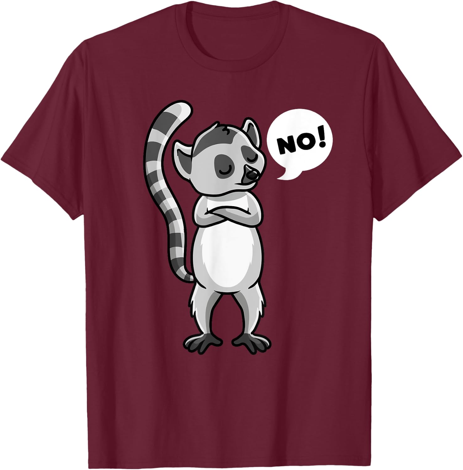 Ring-tailed Lemur Maky T-Shirt - T-Shirt | Maroon