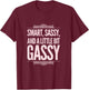 Smart, Sassy, and a Little Bit Gassy Funny Gift T-Shirt - T-Shirt | Maroon