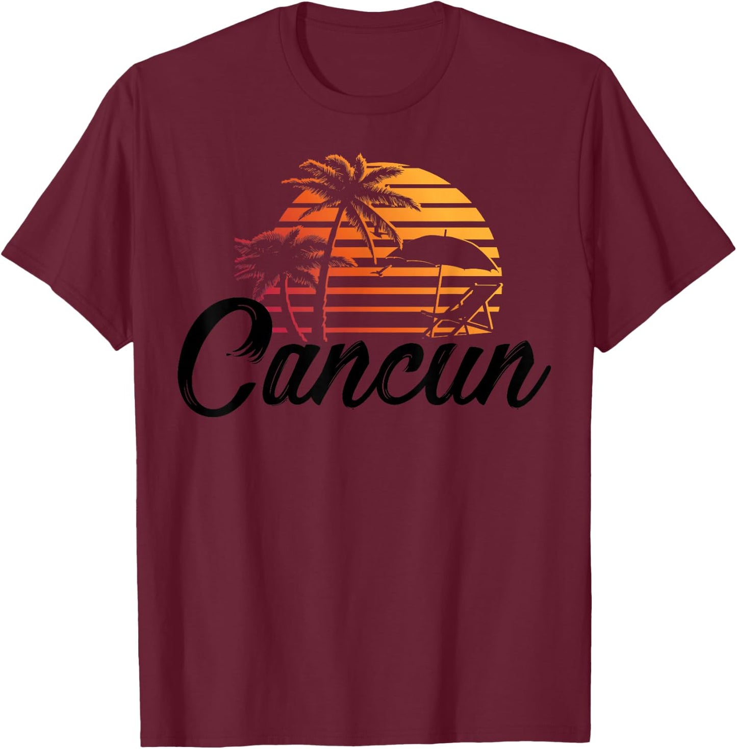Cancun Mexico Beach Palm Tree Party Destination Gift T-Shirt - T-Shirt | Maroon