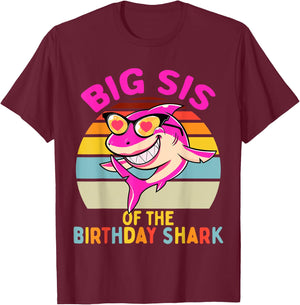 Big Sis of the Shark Birthday Sister Matching Family T-Shirt - T-Shirt | Maroon