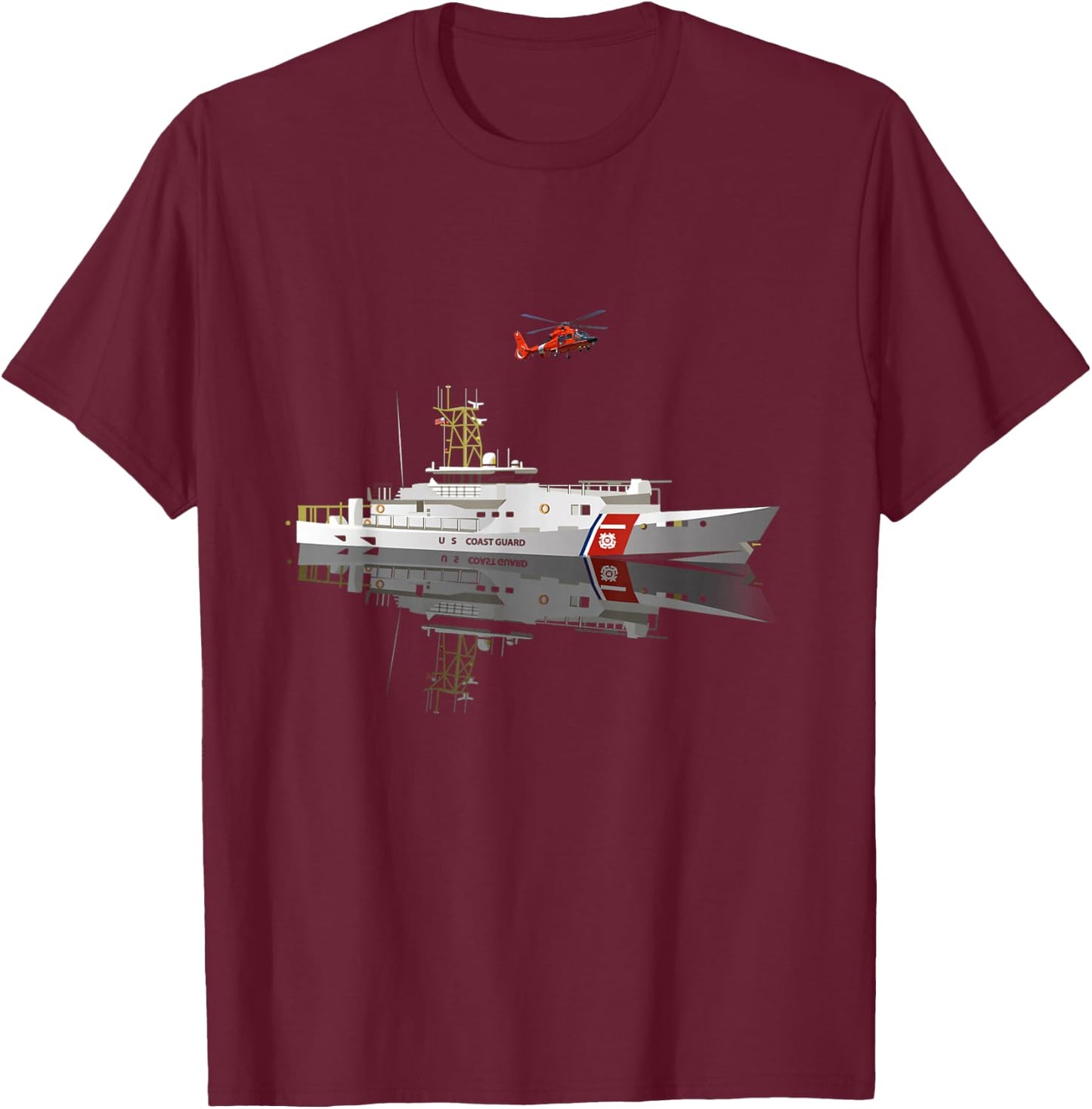 U.S Coastguard Coast Guard Veteran Flag USCG Veterans Day T-Shirt - T-Shirt | Maroon