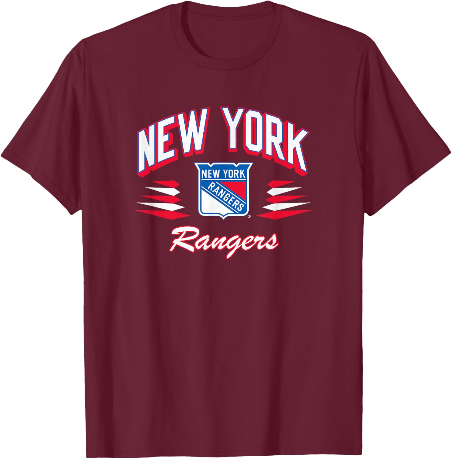 New York Rangers Retro Diamond Officially Licensed T-Shirt - T-Shirt | Maroon