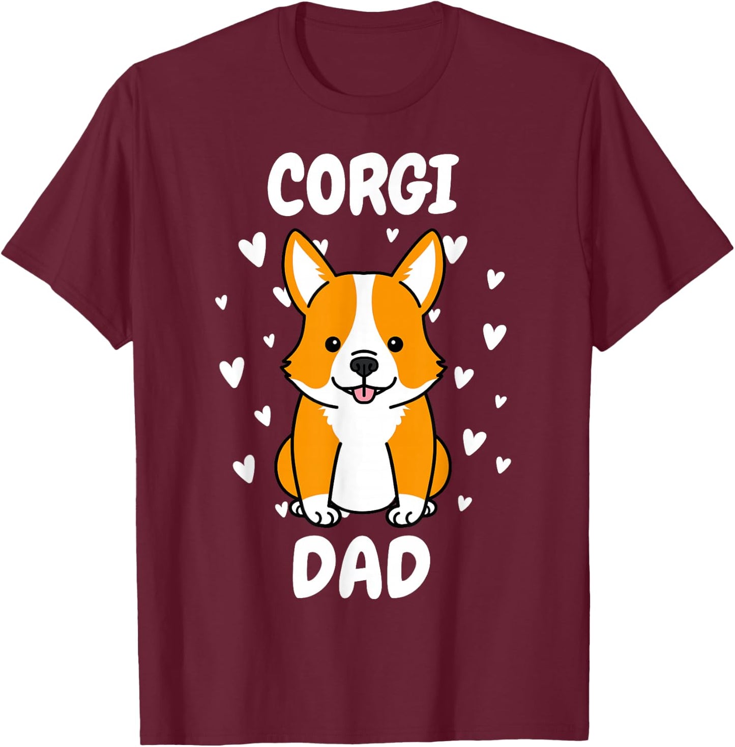 Corgi Dad Papa Daddy Pa Father for Father’s Day Pembroke T-Shirt - T-Shirt | Maroon