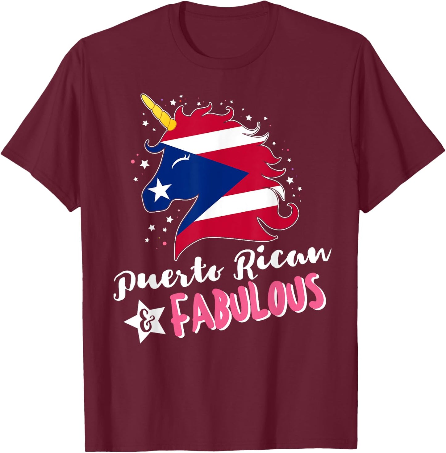 Puerto Rican Unicorn Puerto Rico Flag T-Shirt - T-Shirt | Maroon