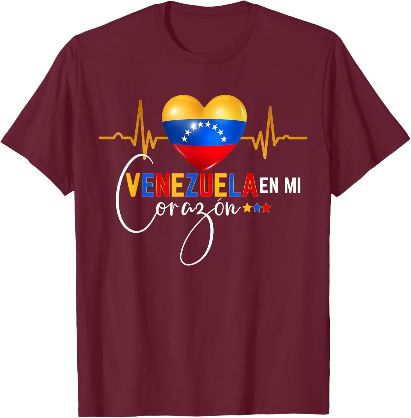 Venezuela en el Corazon Venezuelan Pride Small T-Shirt - T-Shirt | Maroon