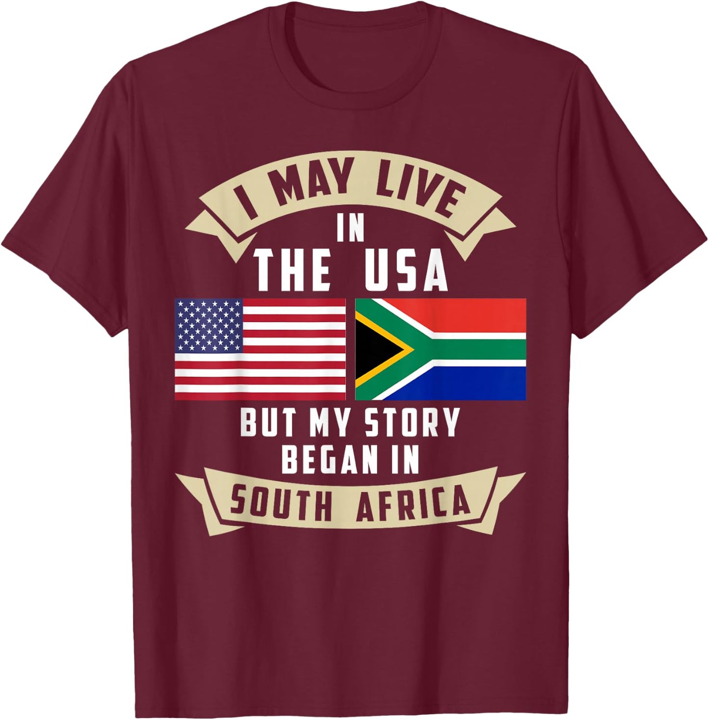 South Africa American Flag USA South African Roots T-Shirt - T-Shirt | Maroon