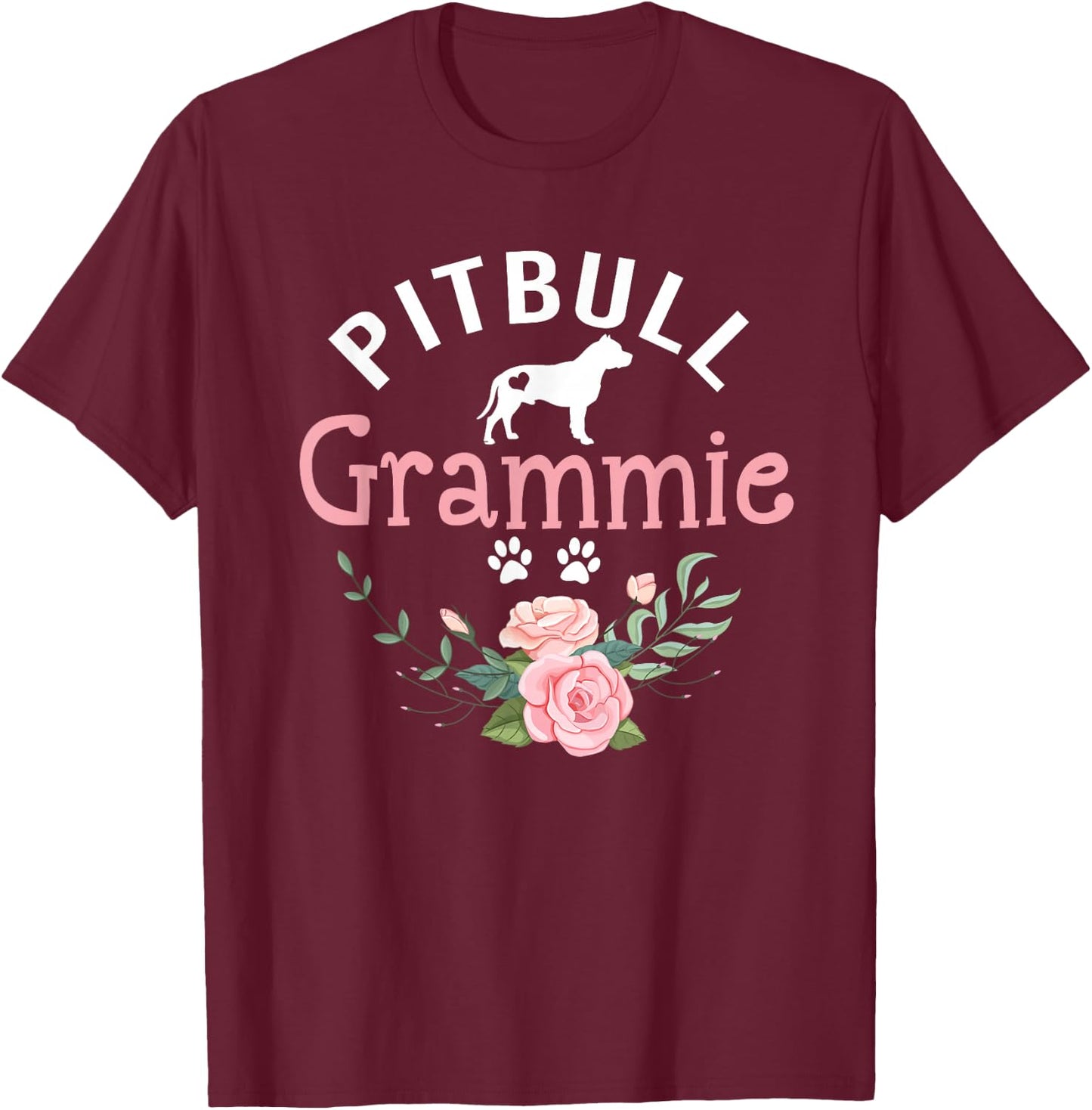 Pitbull Grammie Dog Gifts Grandma Pit Bull Dog Lovers Owners T-Shirt - T-Shirt | Maroon