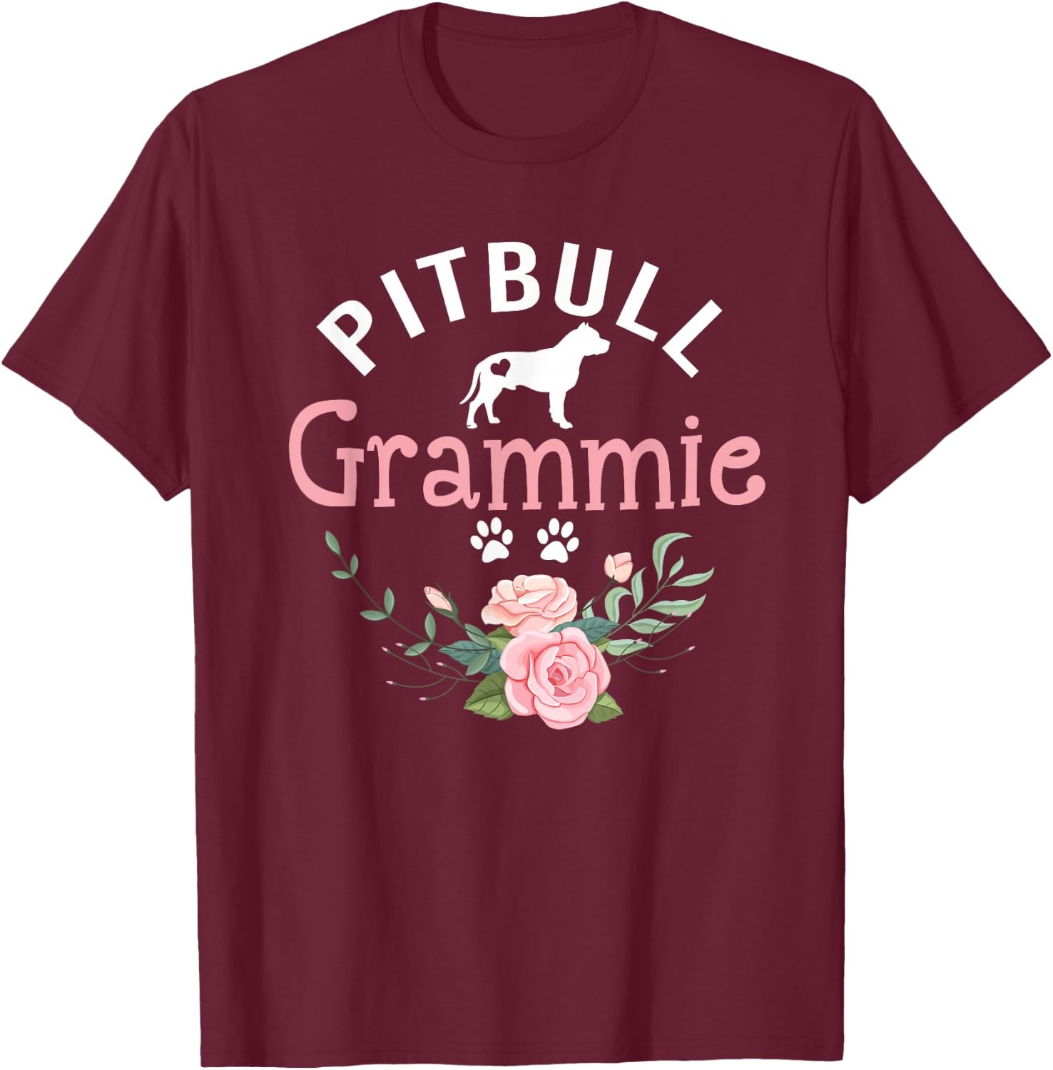 Pitbull Grammie Dog Gifts Grandma Pit Bull Dog Lovers Owners T-Shirt - T-Shirt | Maroon
