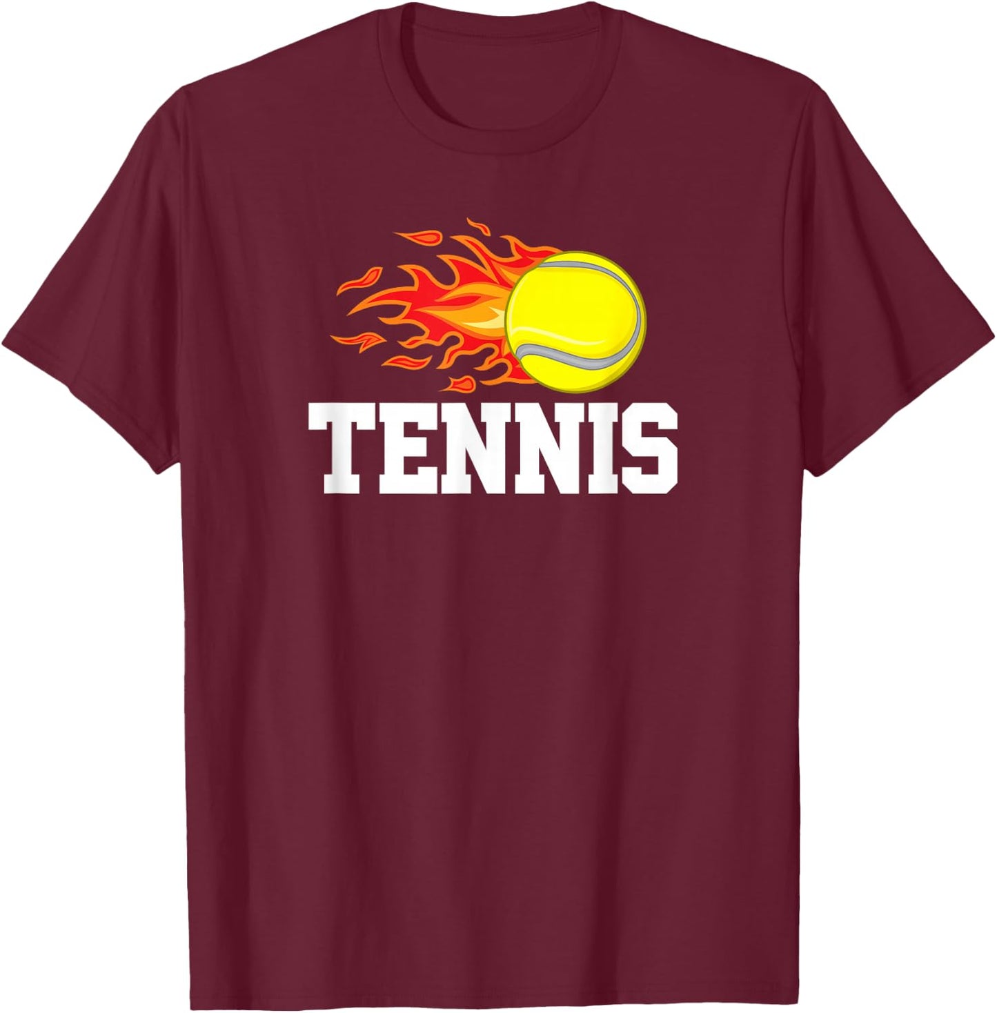 Tennis Ball Flame Tennis Player Design Graphic T-Shirt - T-Shirt | Maroon