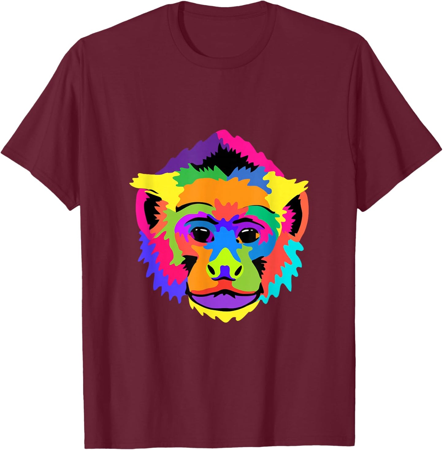 Pop Art Capuchin Monkey T-Shirt - T-Shirt | Maroon