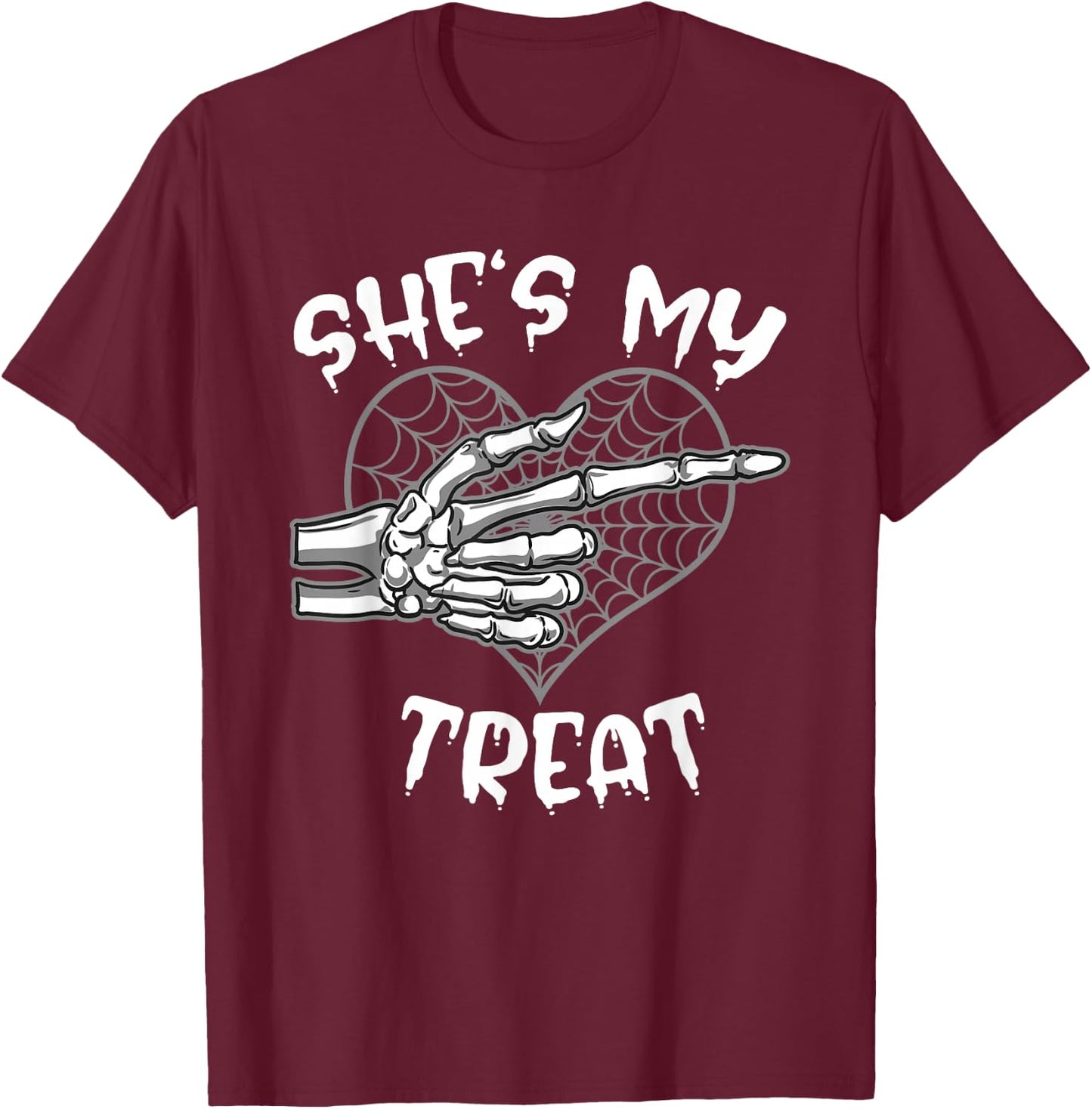 She's My Treat Funny Halloween Matching Couple Boyfriend T-Shirt - T-Shirt | Maroon