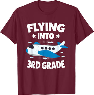 Flying Into 3rd Grade Boys Back To School Future Pilot T-Shirt - T-Shirt | Maroon