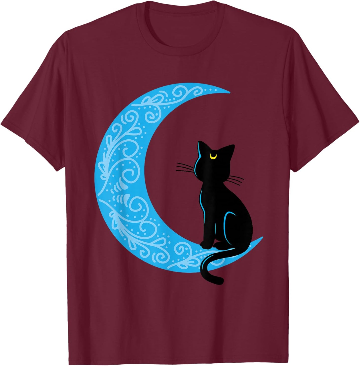 Black Cat Crescent Moon Sailor Mum T-Shirt - T-Shirt | Maroon