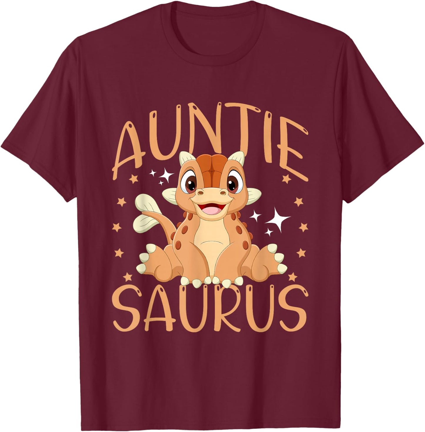Auntie Saurus Cute Dinosaur T-Shirt - T-Shirt | Maroon