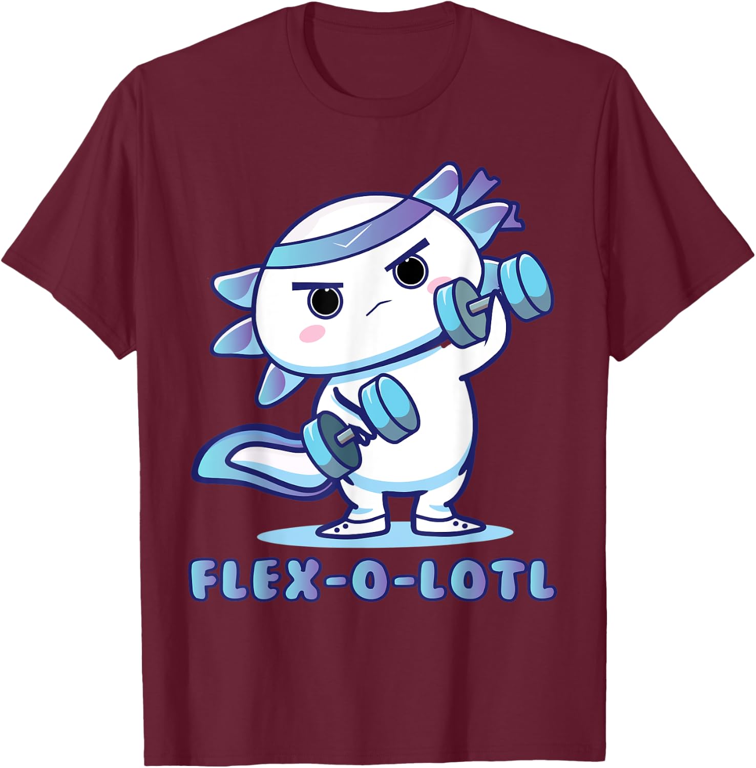 Flexolotl Axolotl Workout Mexican Salamander weightlifting T-Shirt - T-Shirt | Maroon