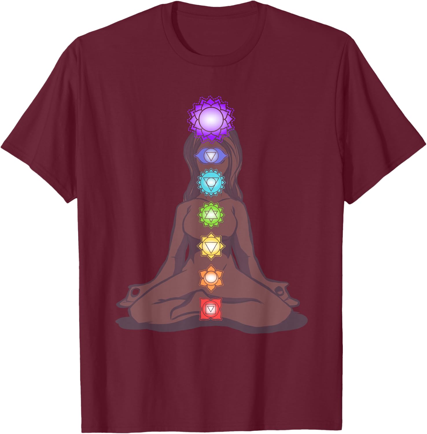Yoga Meditation Spiritual Body Energy Chakra T-Shirt - T-Shirt | Maroon