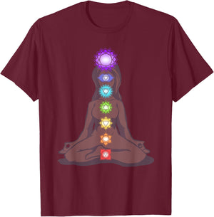 Yoga Meditation Spiritual Body Energy Chakra T-Shirt - T-Shirt | Maroon