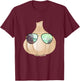 Funny Garlic With Sunglasses Design Vegetable Chef T-Shirt - T-Shirt | Maroon