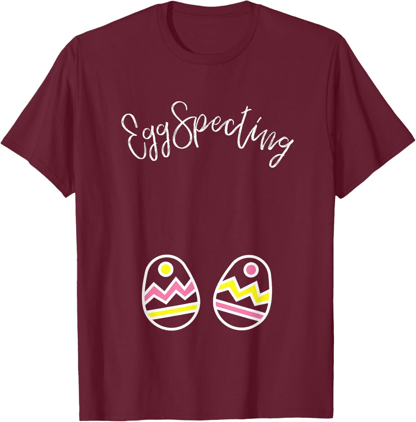 Easter Pregnant Shirt - EggSpecting Twins T-Shirt - T-Shirt | Maroon