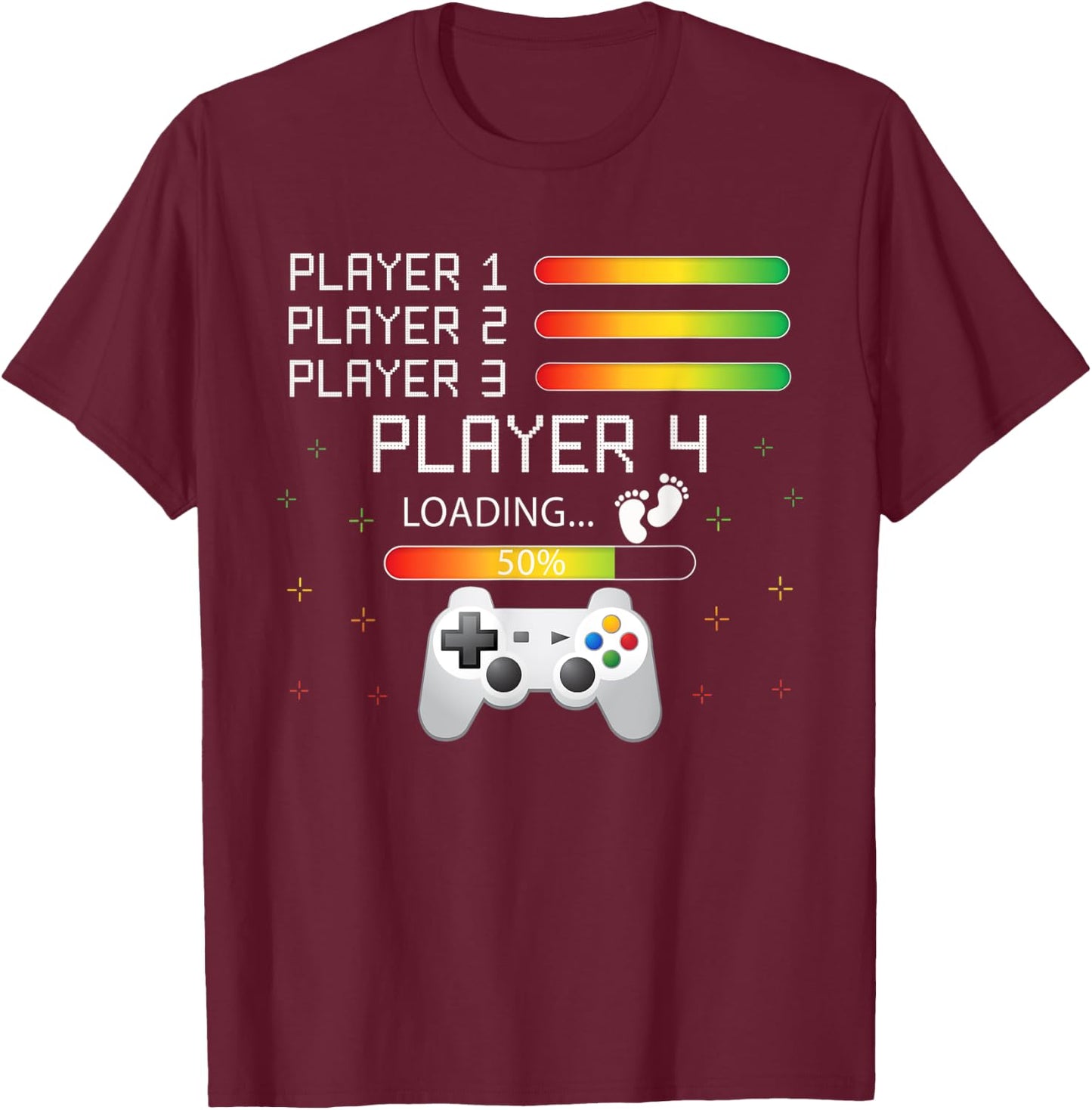 Players 1,2,3 Ready Player 4 Loading Funny Gamer Birthday T-Shirt - T-Shirt | Maroon