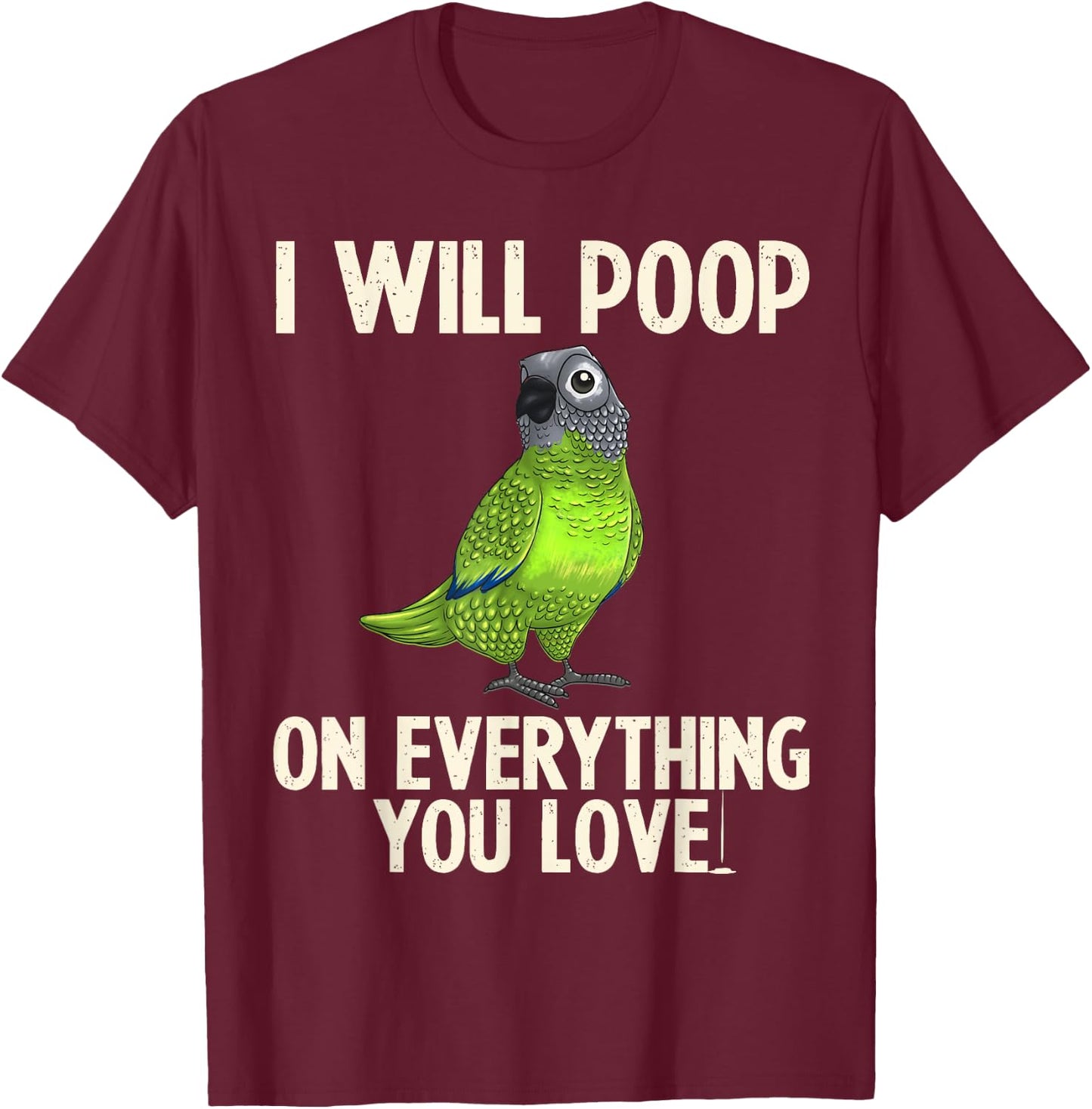 Funny Dusky Conure Design Parrot Lover Men Women Pet Bird T-Shirt - T-Shirt | Maroon