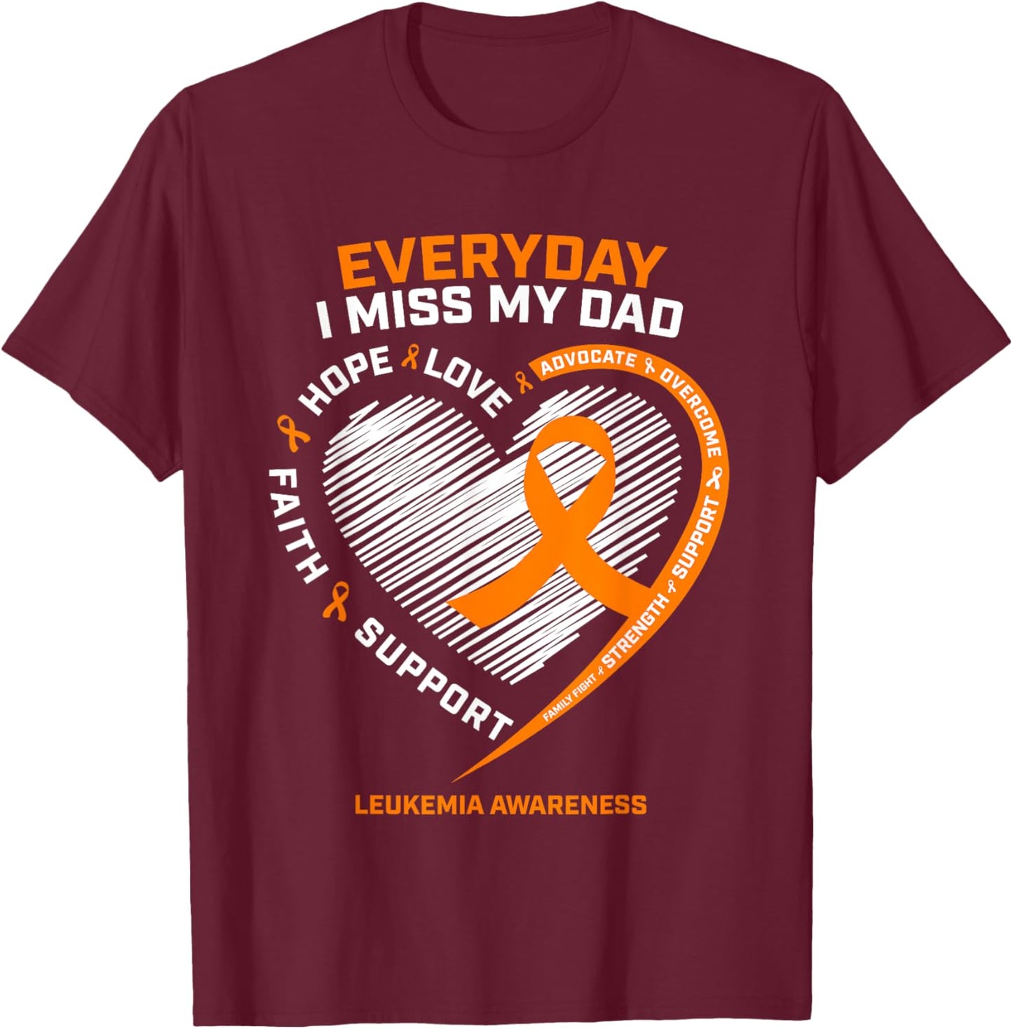 Loving Memory In Remembrance Dad Father Leukemia Awareness T-Shirt - T-Shirt | Maroon