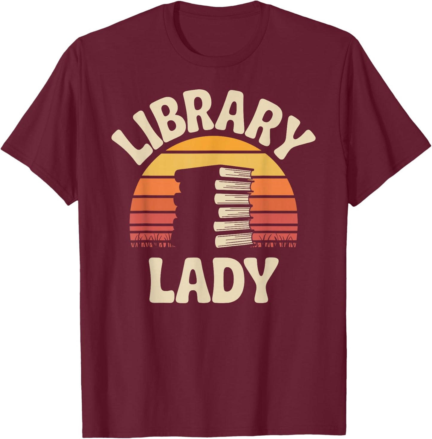 Funny Library Lady Librarian T-Shirt - T-Shirt | Maroon