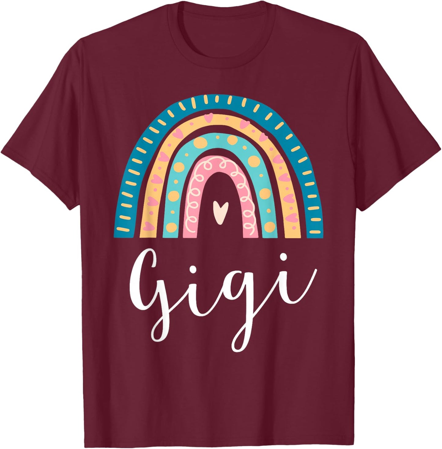 Gigi Rainbow Gifts For Grandma Family Matching Birthday T-Shirt - T-Shirt | Maroon