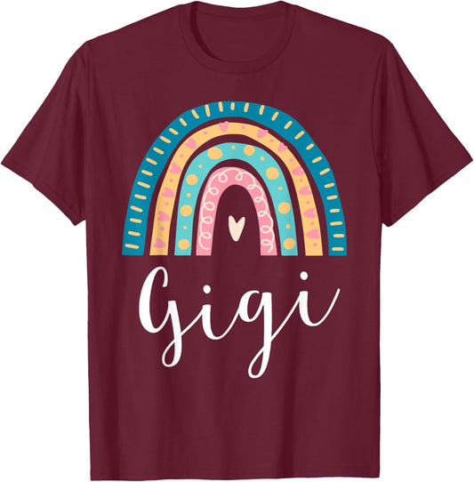 Gigi Rainbow Gifts For Grandma Family Matching Birthday T-Shirt - T-Shirt | Maroon