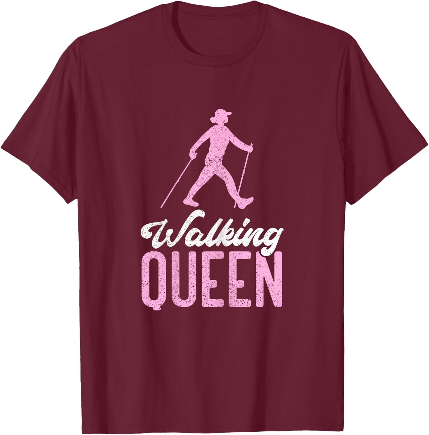 Walking Queen | Nature Mountain Trekking Funny Hiking T-Shirt - T-Shirt | Maroon