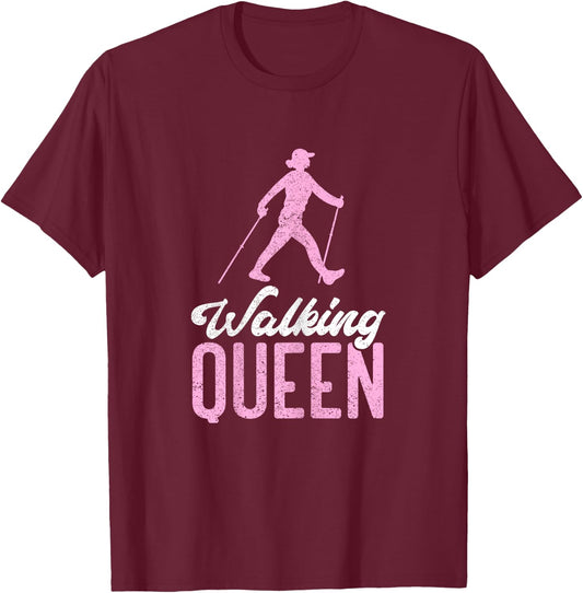 Walking Queen | Nature Mountain Trekking Funny Hiking T-Shirt - T-Shirt | Maroon