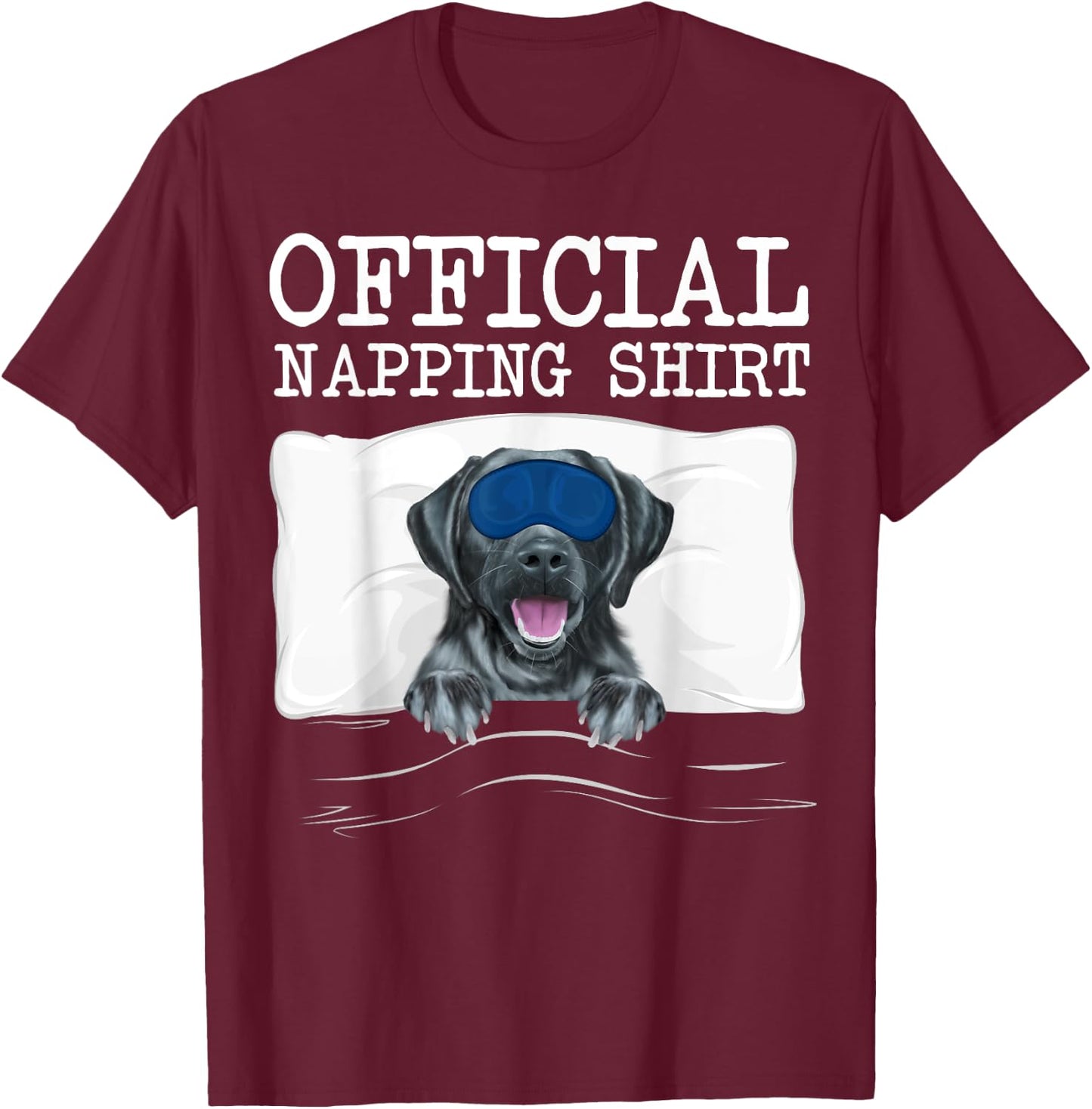 Sleeping Black Labrador Retriever Sleep Official Napping T-Shirt - T-Shirt | Maroon