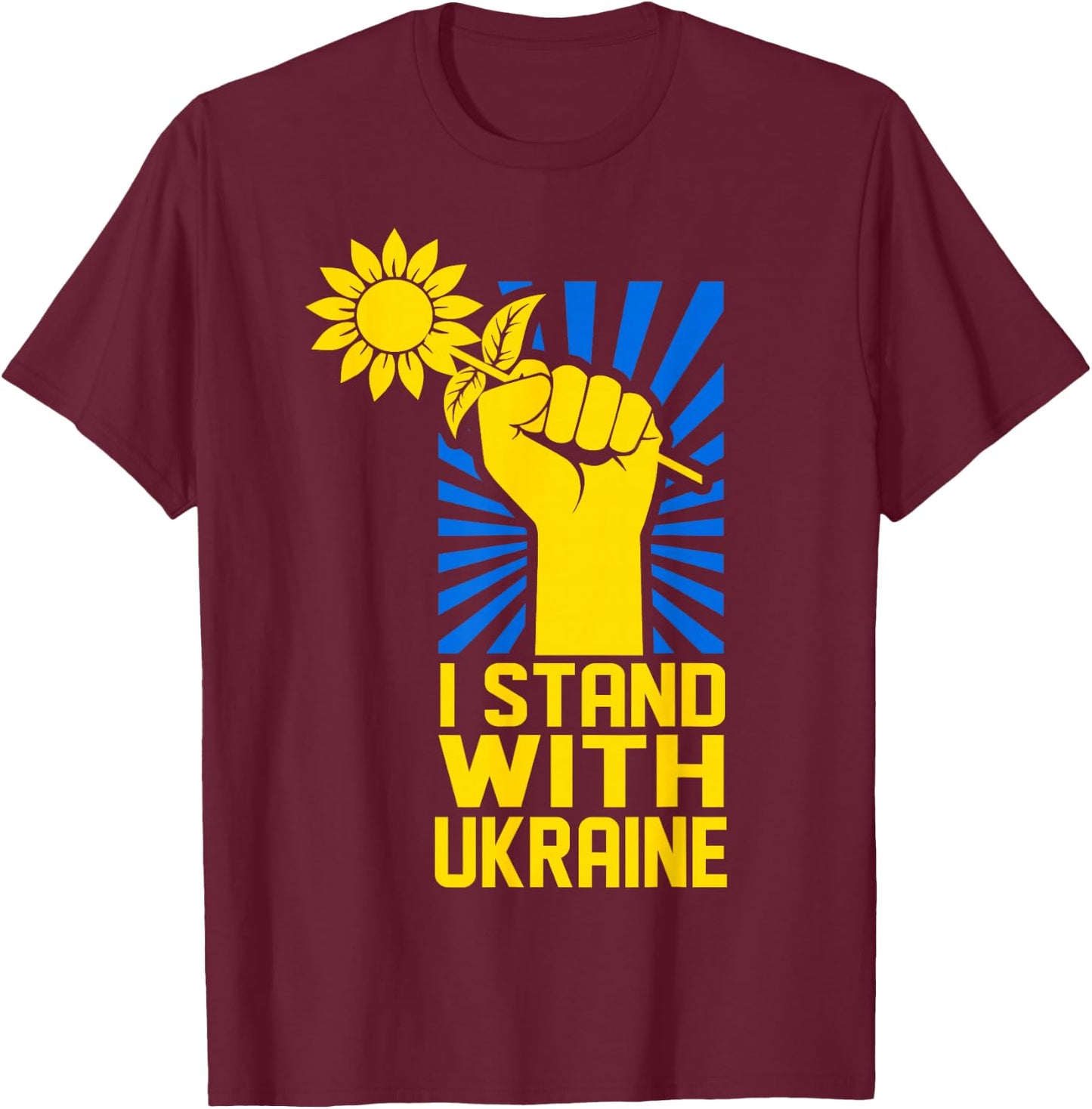 I Stand With Ukraine Sun-flower Support Ukraine Ukrainian T-Shirt - T-Shirt | Maroon