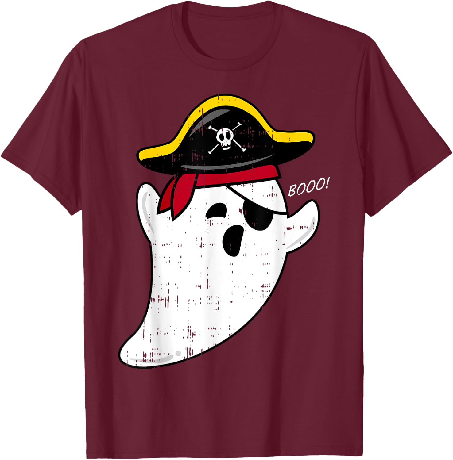 Scary Cute Ghost Pirate Boo Costume Easy Halloween Gifts T-Shirt - T-Shirt | Maroon