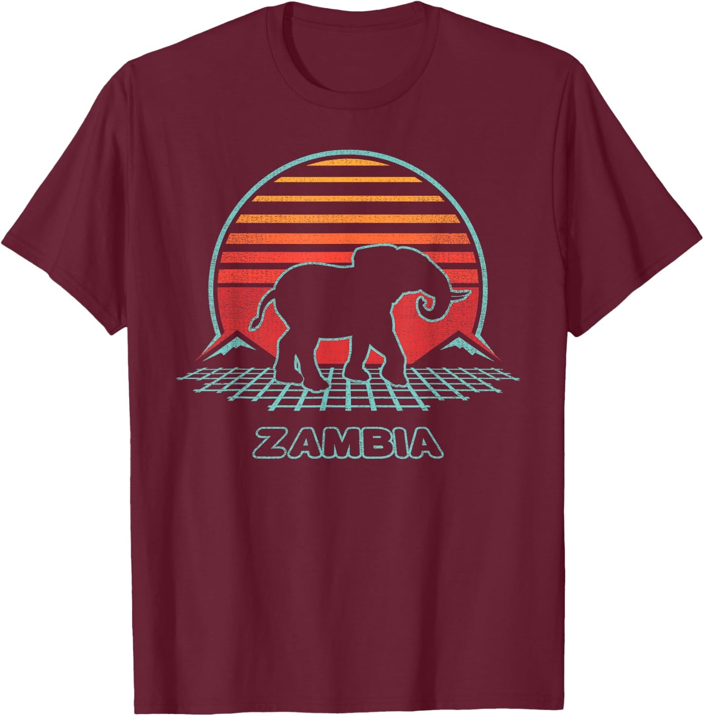 Zambia Retro Vintage 80s Style T-Shirt - T-Shirt | Maroon