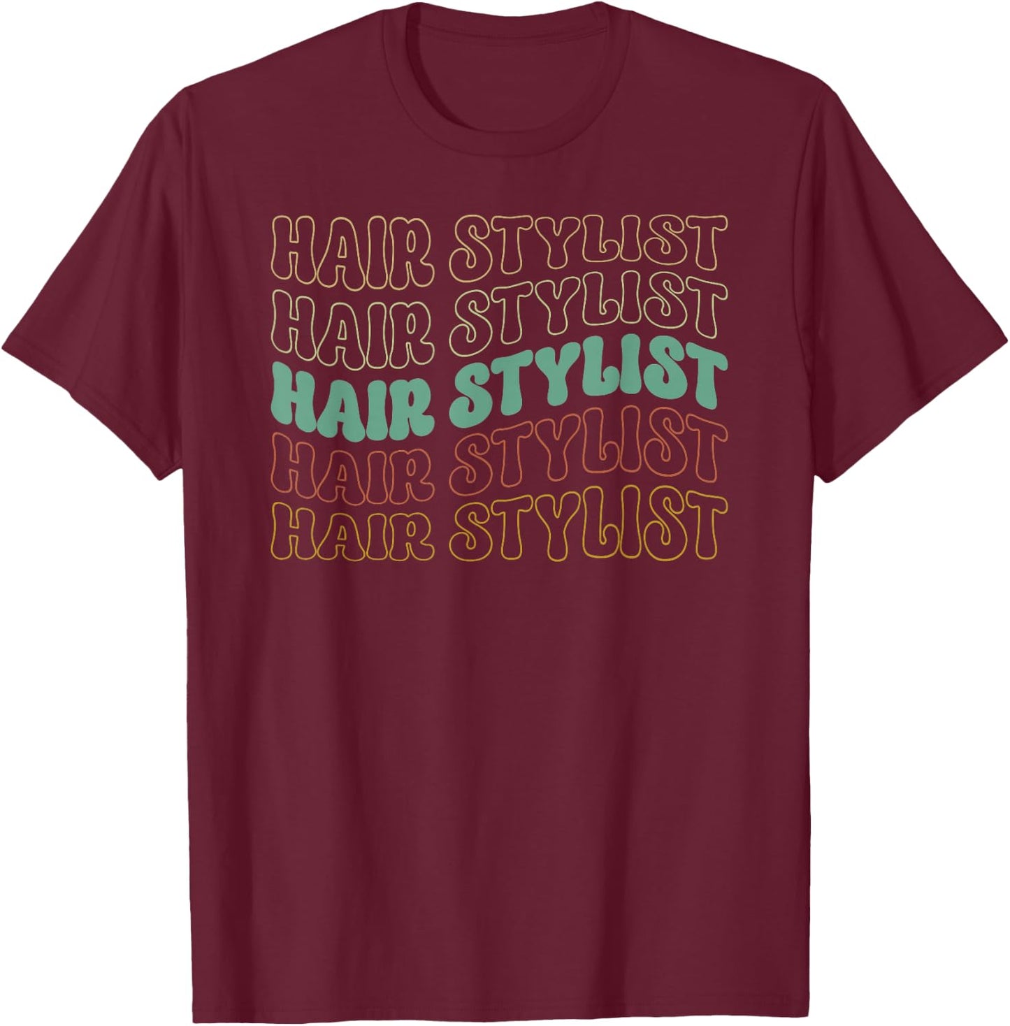 Hair Stylist Retro Groovy Hairdresser Salon Barber Men Women T-Shirt - T-Shirt | Maroon