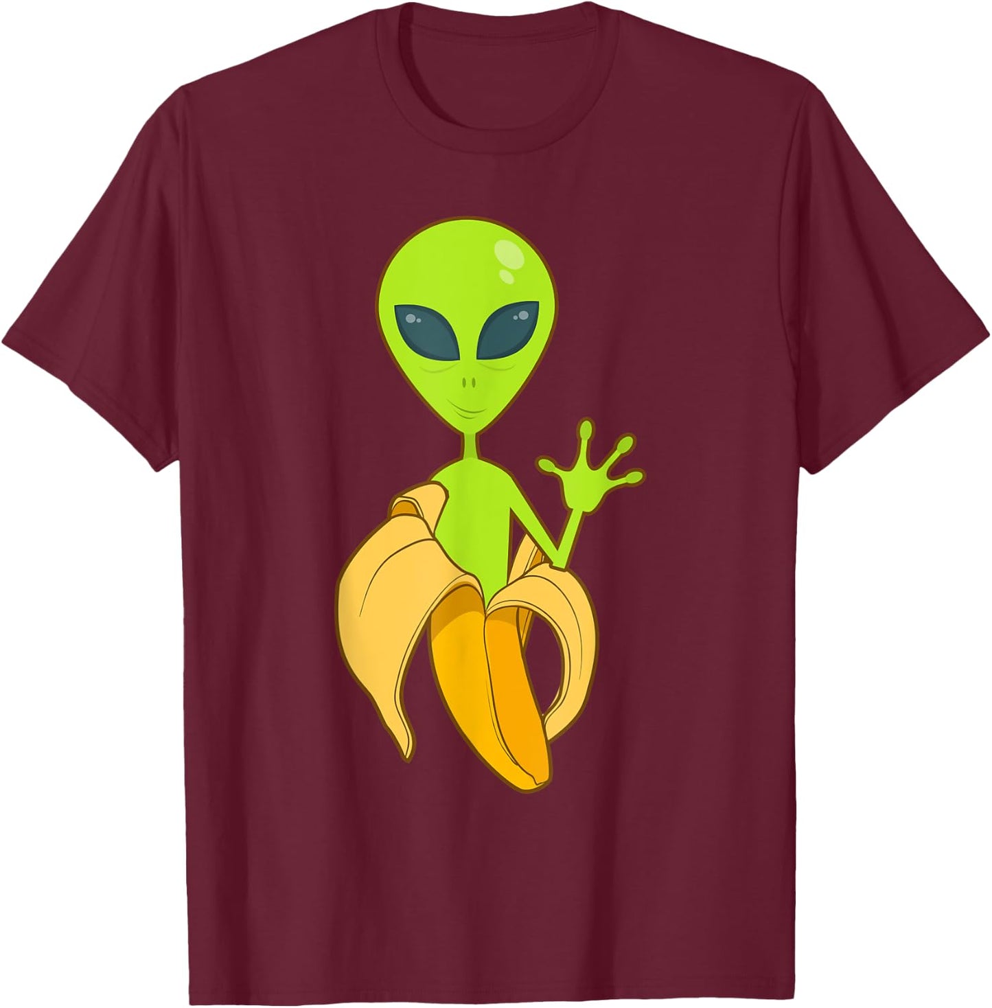 Alien in a Banana Extraterrestrial Roswell Funky Space T-Shirt - T-Shirt | Maroon