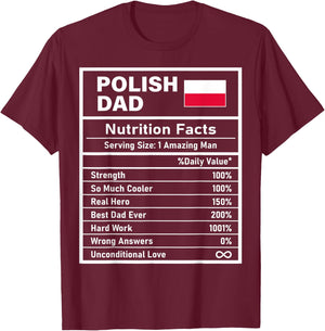 Polish Dad Nutrition Facts Father's Day National Heritage T-Shirt - T-Shirt | Maroon