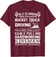 Lineman Pole Climbing Fiber Running Cable Pulling Lineworker T-Shirt - T-Shirt | Maroon