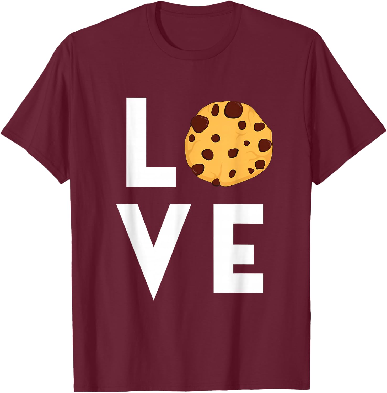 Cute I Love Chocolate Chip Cookies Funny Baking Gift Foodie T-Shirt - T-Shirt | Maroon