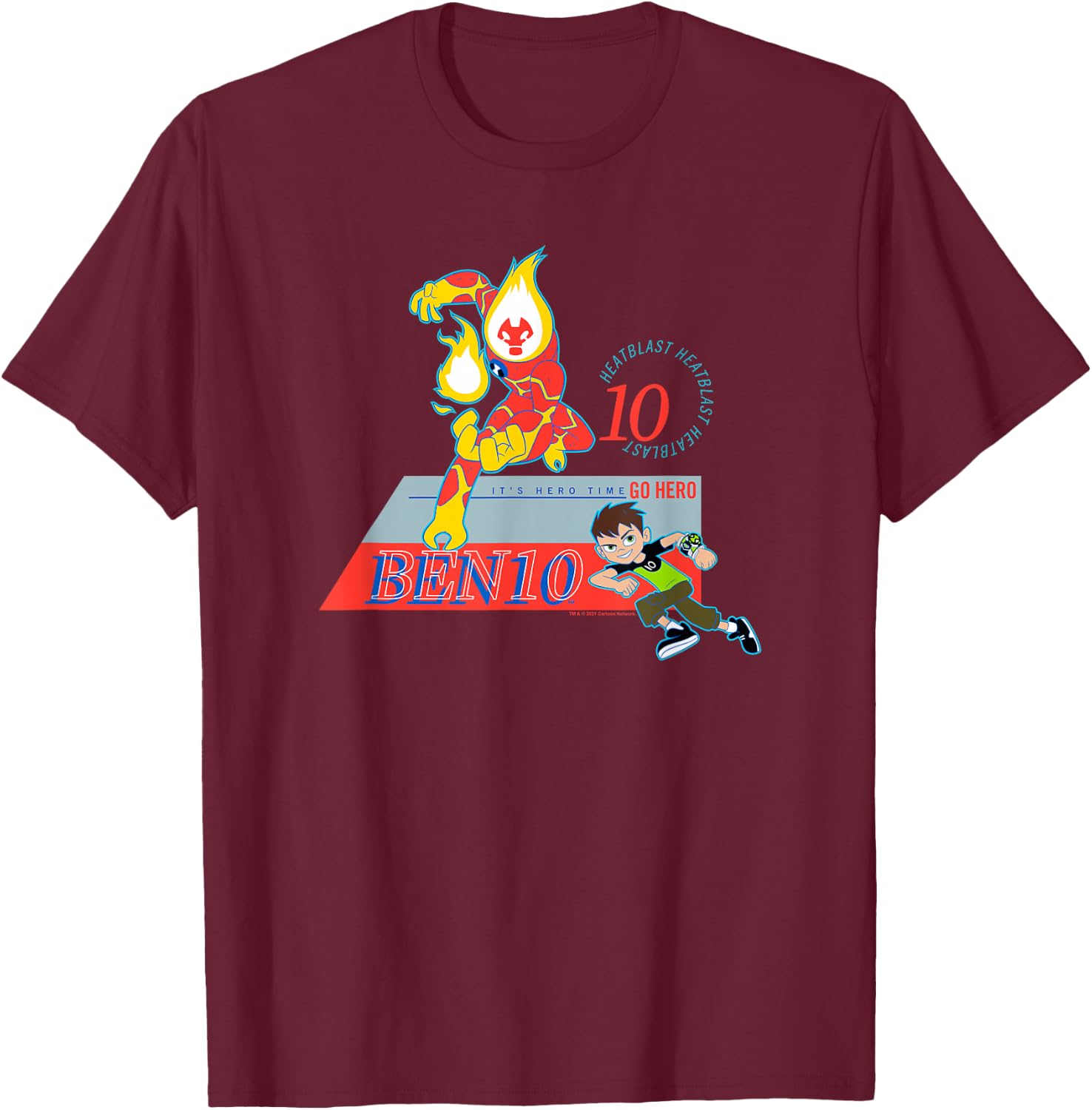 Ben 10 Heatblast T-Shirt - T-Shirt | Maroon