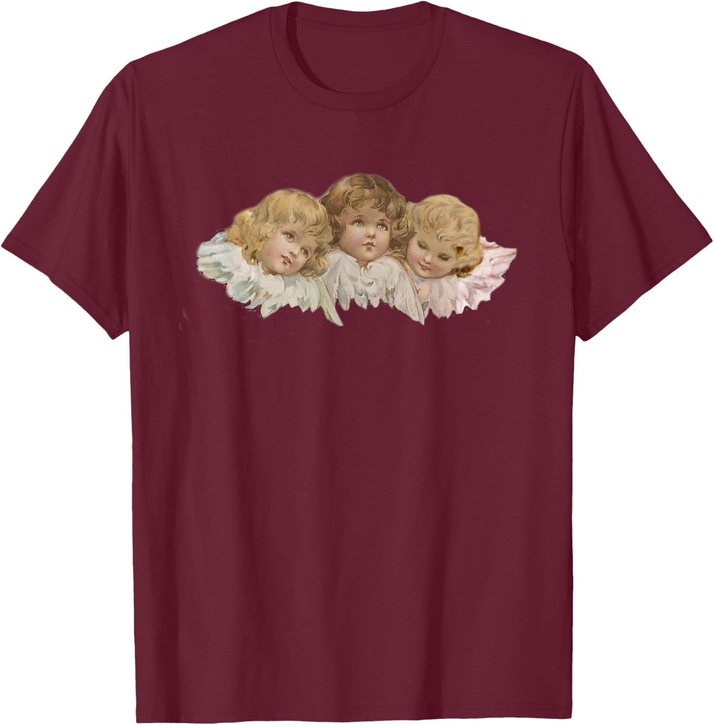 Heavenly little vintage baby angels snuggled up close T-Shirt - T-Shirt | Maroon