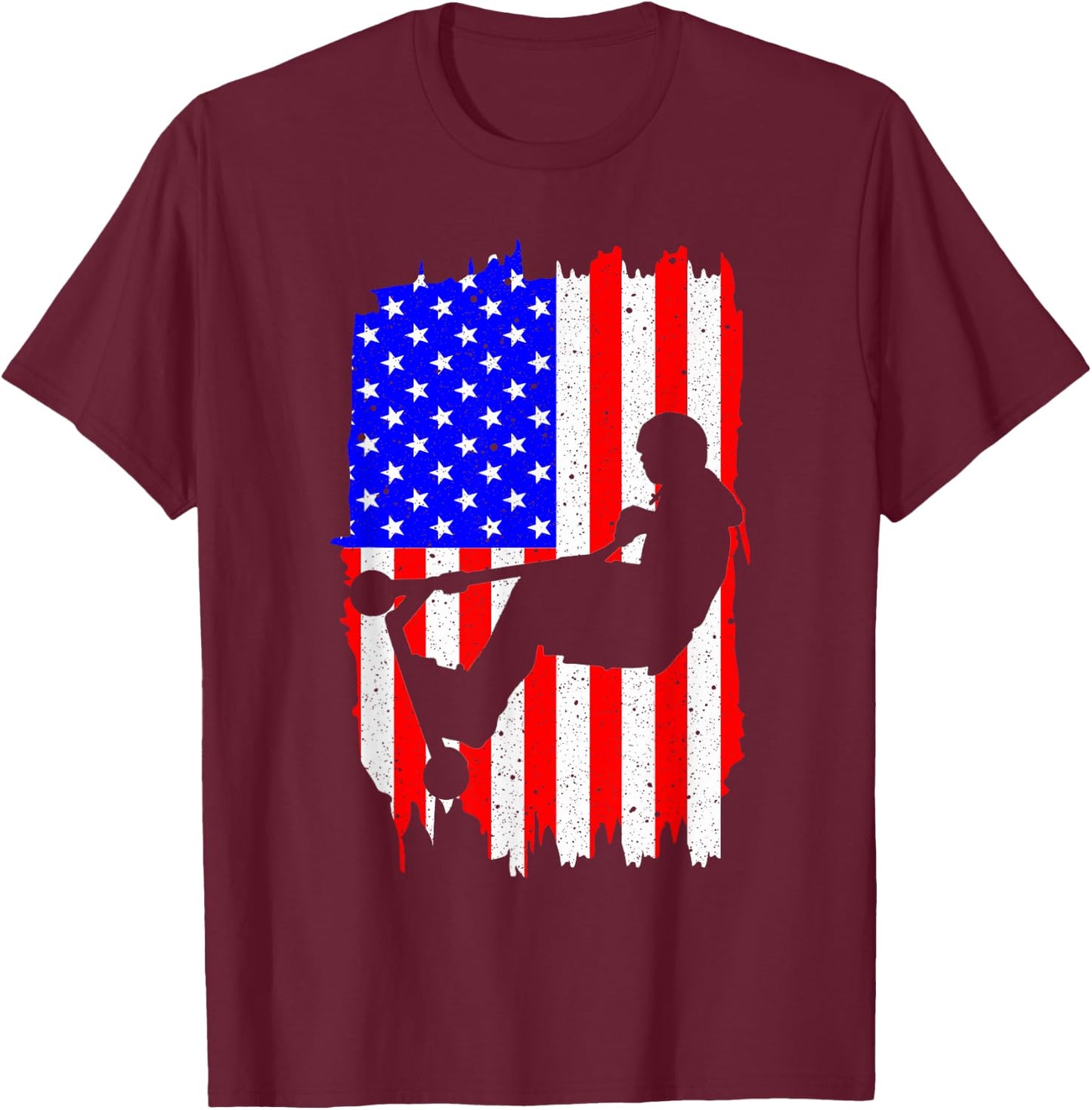 Funny American Flag Stunt Scooter Designs Men Women Riders T-Shirt - T-Shirt | Maroon