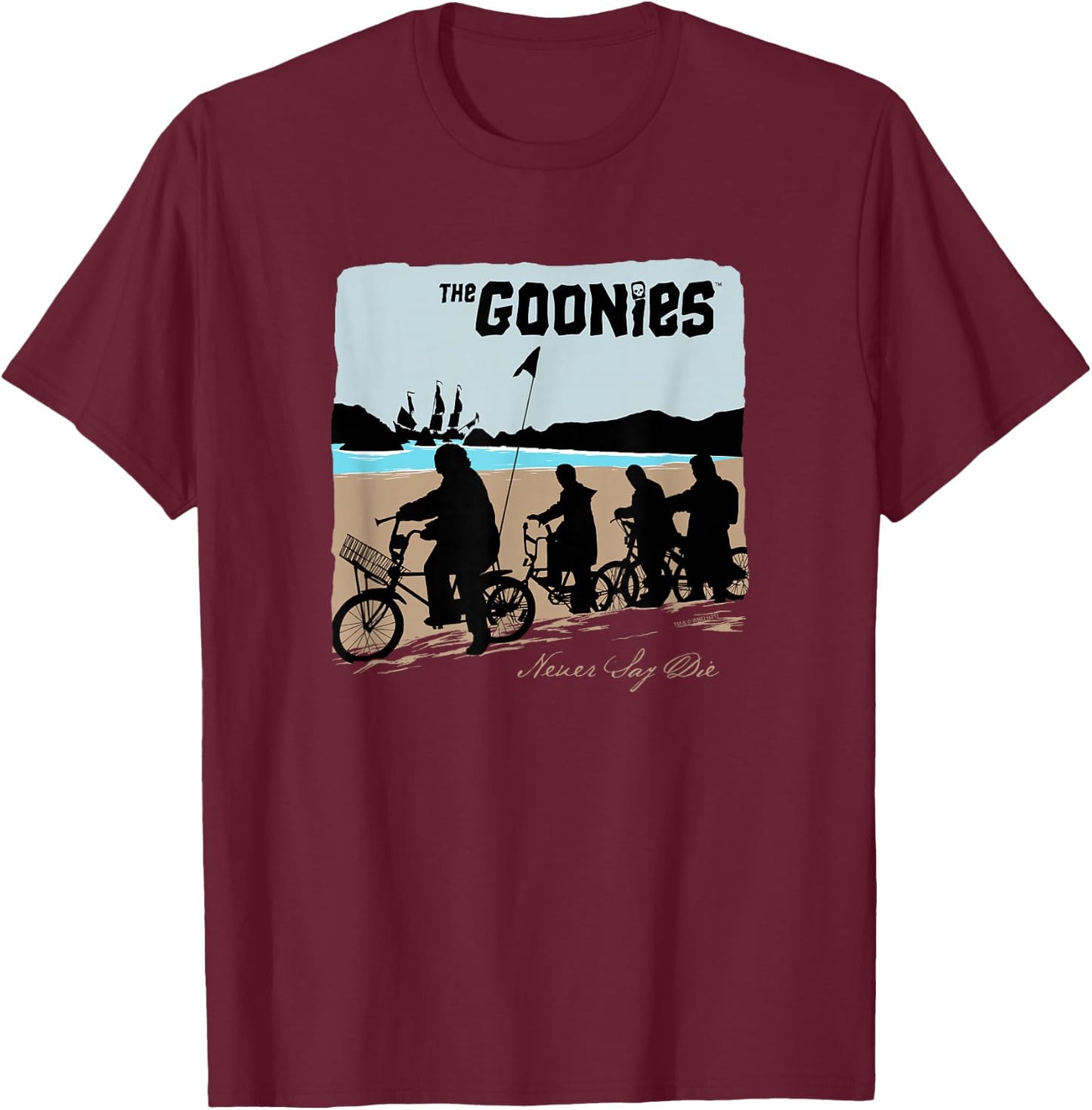 The Goonies Beach Silhouettes T-Shirt - T-Shirt | Maroon