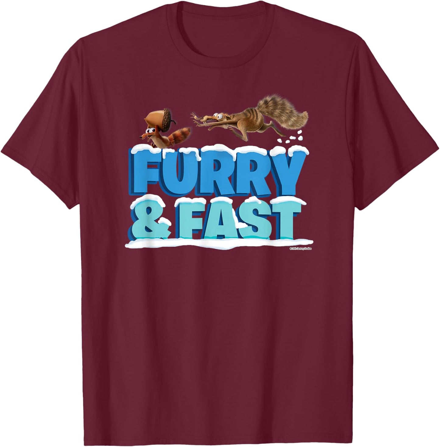 Ice Age The Adventures of Buck Wild Baby Scrat Furry Fast T-Shirt - T-Shirt | Maroon