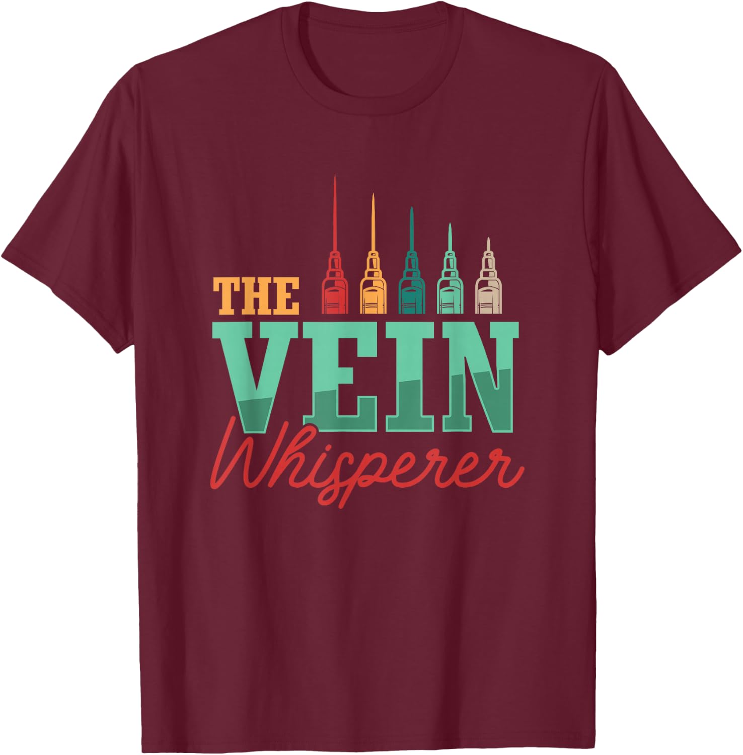 Retro Vein Whisperer Phlebotomist Medical Nurse Phlebotomy T-Shirt - T-Shirt | Maroon