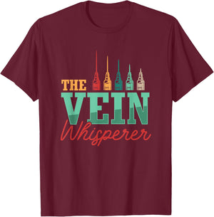 Retro Vein Whisperer Phlebotomist Medical Nurse Phlebotomy T-Shirt - T-Shirt | Maroon