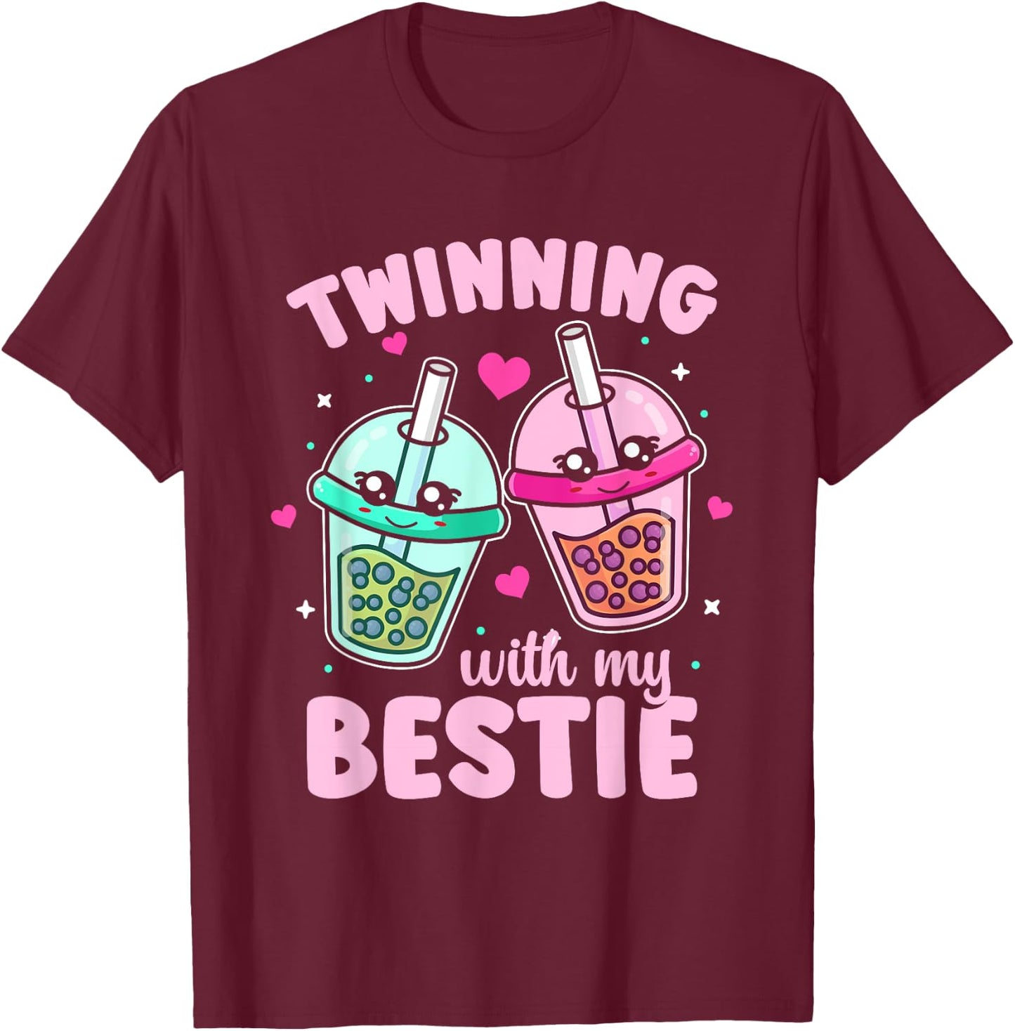 Friends Matching Twins Day Twinning With My Bestie T-Shirt - T-Shirt | Maroon
